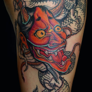 Tatuaggio giapponese maschera demone