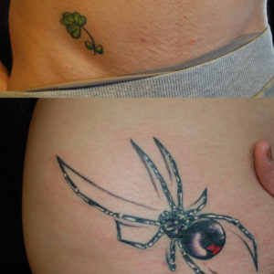 Copertura di un vecchio tatuaggio con un ragno
