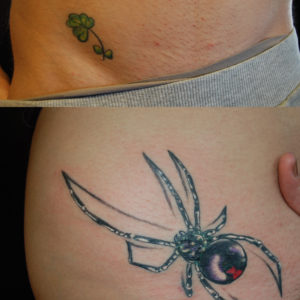 Copertura di un vecchio tatuaggio con un ragno